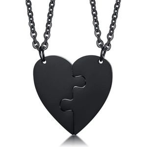 Vriendschapsketting BFF Hartje LGT Jewels Edelstaal Zwart