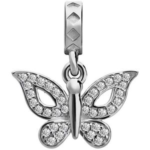Lucardi Dames Zilveren bedel vlinder - Hanger - 925 Zilver - Zilverkleurig