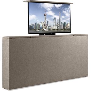 Bedonderdeel - Soft bedden TV-Lift meubel Voetbord - Max. 43 inch TV - 120 breed x85x21 - lederlook taupe