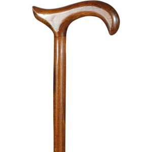 Classic Canes Houten wandelstok - Bruin - Beukenhout - Lengte 89 cm - Derby handvat - Gewicht 350 gram - Diameter wandelstok 19 mm - Handgemaakt - Wandelstokken - Voor heren en dames - Wandelstok hout - Inclusief wandelstokdop