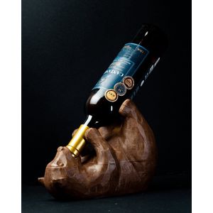 Wijnfles Houder - Low Poly Beer Design | Geometrisch Sierlijk Design | Liggende Dronken Beer | Wijn Accessoire | Wijn Decoratie | 3D Print
