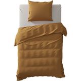 Yellow Percale Dekbedovertrek - Eenpersoons - 140x200/220 cm - Cognac Brown