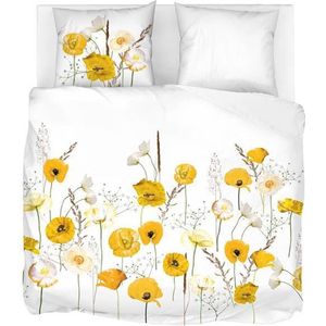 Snoozing Yellow Poppy - Dekbedovertrek - Lits-jumeaux - 260x200/220 cm + 2 kussenslopen 60x70 cm - Geel
