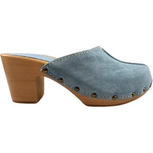 DINA Heels mint groen - suede clogs - dames clogs op hak maat 40