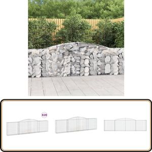 vidaXL Schanskorven 20 stuks gewelfd - 400x30x120 cm Schanskorf - Gabionmuur - Tuinhek - Sierhek - Wandbekleding