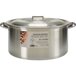 Kinvara grote kookpan/Soeppan met deksel - Aluminium - 15 liter - D37 x H21 cm - Sauspan - Extra groot