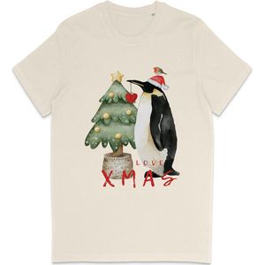 Grappig t Shirt Heren Dames - Kerst Pinguin - Wit Vintage - Maat XL