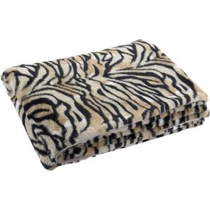 Fleece deken tijger dierenprint 150 x 200 cm - Woondecoratie plaids/dekentjes met dierenprint