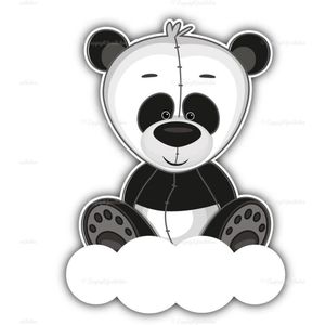 geboortebord panda op wolk 75 cm