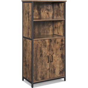 In And OutdoorMatch Boekenkast Emmie - 2 planken - Boekenkast met deuren - Woonkamer, slaapkamer en kinderkamer - Hout - MDF - 60 x 35 x 125 cm