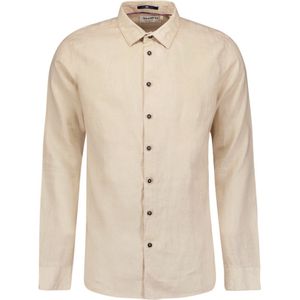 No Excess Mannen Linnen Overhemd Donker Beige XXXL