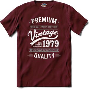 Vintage Legend Sinds 1979 - verjaardag en feest cadeau - Kado tip - T-Shirt - Unisex - Burgundy - Maat L