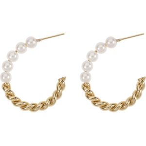The Jewellery Club - Lotte pearl earrings - Oorbellen - Dames oorbellen - Parels - Stainless steel - Goud - 3 cm