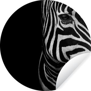 Behangcirkel - Zelfklevend behang - Dieren - Zebra - Zwart - Wit - 80x80 cm - Behangcirkel zelfklevend - Cirkel behang - Rond schilderij - Slaapkamer