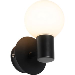 QAZQA cederic - Moderne Wandlamp voor binnen voor badkamer - 1 lichts - D 114 mm - Zwart -