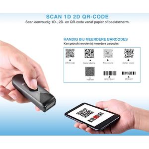 Parya Official Draadloze Mini Barcode Scanner - Wireless scanner - Handscanner - Proffesionele scanner - USB charger - QR code scanner - EAN en QR codes - Bluetooth