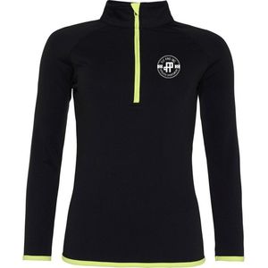 FitProWear Cool Fit Sweatshirt Zwart Geel Maat XL - Dames - Stretch - Vest - Sportkleding - Trainingskleding - Polyester - Ritssluiting - Sweater - Hoodie -