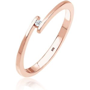 Elli PREMIUM Dames Ring Dames Verlovingsring met Diamant (0.015 ct.) in 925 Sterling Zilver