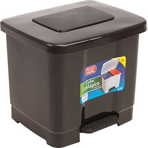 Dubbele afvalemmer/vuilnisemmer 35 liter met deksel en pedaal - Donkergrijs- vuilnisbakken/prullenbakken - Kantoor/keuken