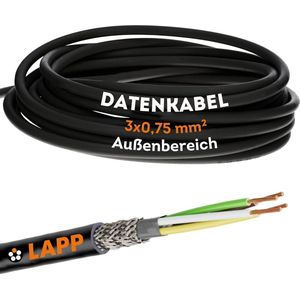 10 meter Lapp 1030532 LiYCY afgeschermde stuurkabel 4x0,75 mm² I UV-bestendig I Signaalkabel 4-draads I Datakabel voor buitengebruik I Soldeerkabel I LED-aansluitkabel I Zwarte aansluitkabel