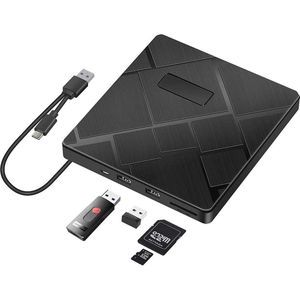 Externe CD/DVD-Brander en -Speler voor Desktop en MacBook - Draagbaar en Compact - USB 3.0 Aansluiting - Compatibel met Windows en Mac - Snelle Gegevensoverdracht - Multifunctioneel - Inclusief USB Kabel