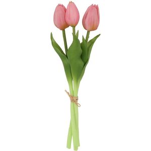 Kunstboeket tulpen roze 12x12x29cm