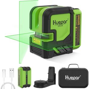 Zelfnivellerende Kruislijnlaser met Groene Straal - Lasergereedschap voor Buiten met 180° Horizontale en 120° Verticale Lijnen, 5200 mAh Li-ionbatterij