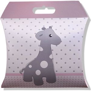 Luxe Baby Gift box - Giraffe - 39 x 6,5 x 33,5 cm - Grijs/ Roze