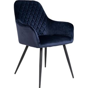 Eetkamerstoel Velvet Blauw - Zithoogte 47cm - 65x57x87cm