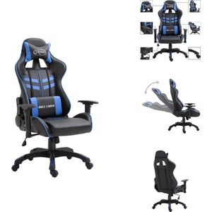 vidaXL Gamingstoel - Ergonomisch - Zwart/Blauw - 68.5x68x(118-125) cm - Met 360° draaibaar ontwerp - Bureaustoel