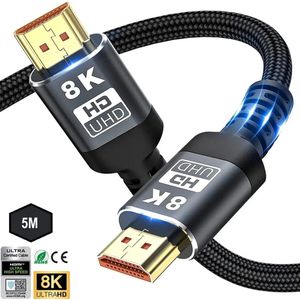 Pretty Goods® - 8K HDMI-kabel 2.1 - 48Gbps High Speed 3D 8K60 4K120 144Hz gevlochten - eARC - Dolby Vision HDR10 - PS5/HDTV/Blu-ray/Sonos/Laptop/Mediaspelers - 5 Meter