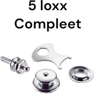 5x Loxx sluitingsset- Loxx zelftapper-Tenax-Loxx-Bootkap-Dekzeil-Tent-Bootzeil-Verandazeil-Strap Lock-Gitaarband-Cabriolet.