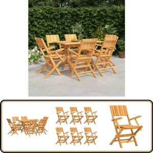 vidaXL 7-delige tuinset van massief teakhout Tuinset - Teak - Eettafel - Tuinstoelen - Outdoor Furniture