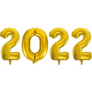 Folieballon 2022 goud 41cm | Oud & Nieuw Versiering | Nieuwjaar ballonnen