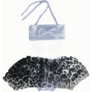 Maat 134 Bikini zwemkleding witLuipaard print tulle rok badkleding voor baby en kind zwem kleding panterprint