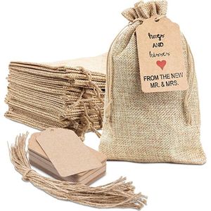 Cadeau Zakjes set 50X Kleine Jute Zakjes Decoratief Jute Zakjes Zakken Cadeauzakjes Opbergzakjes Geschenkzakjes Cadeau Verpakking Geurzakjes Snoepzakjes Lavendel sinterklaas kerst of anderen feestdagen