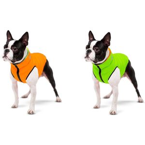 AiryVest Versatile Hondenjas / Hondenjack - Gevoerd - Omkeerbaar - Orange-Lime - Maat: S40 (GELIEVE ALVORENS BESTELLEN OPMETEN)