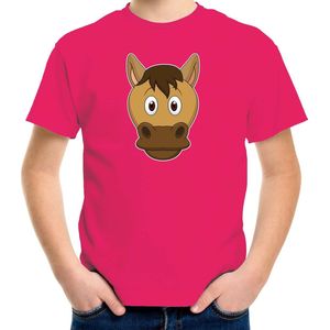 Cartoon paard t-shirt roze voor jongens en meisjes - Kinderkleding / dieren t-shirts kinderen 122/128
