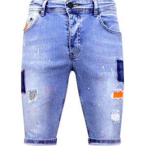 Korte Broek met Verfspatten Heren - 1043 - Blauw