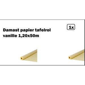 Damast papier tafelkleed vanille 1,20x50m - op rol - Tafel dekken rol gala huwelijk thema feest festival restaurant food