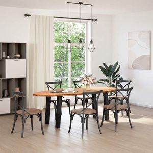 vidaXL Eettafel - Eettafels - Eetkamertafel - Keukentafel - Eettafel 240x100x74 cm ovaal massief eikenhout lichtbruin