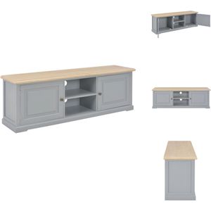 vidaXL TV-meubel - Grijs en houtkleur - 120 x 30 x 40 cm - Massief paulowniahout en MDF - Kast