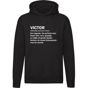 Victor grappige Hoodie | verjaardag | cadeau | kado | Unisex | Trui | Sweater | Capuchon | Zwart