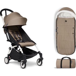 Babyzen YOYO² buggy 6+ met voetenzak - taupe met wit frame