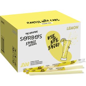 Eetbaar rietje van Sorbos met citroen smaak