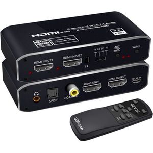 DrPhone eArc Ultra - HDMI Audio Extractor / Switch - 4K 120Hz - eArc Audio HDMI Dolby Digital 5.1 / 7.1 Ondersteuning - Dolby Digital Plus - Geschikt voor Google TV / Sonos Arc/Beam / Bose / LG / Sony / Samsung Etc