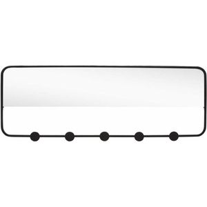 Hübsch 940620 Wandkapstok met spiegel 5 haken - B61xH22cm - Zwart - Metaal