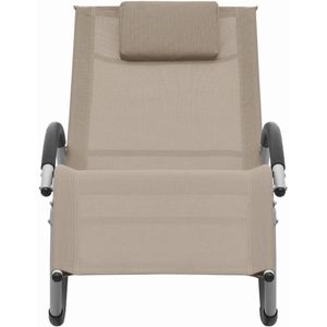 vidaXL Ligbed - Textileen - Taupe en Grijs - 150 kg Ligbed - Tuinstoel - Lounge Stoel - Relaxstoel - Buitensteun