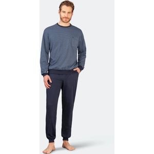 Hajo - Heren Pyjama - Premium Katoen - Blauw - maat XXL
