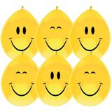 Haza Ballonnen Verjaardag Smiley - geel - 18x stuks - 29 cm